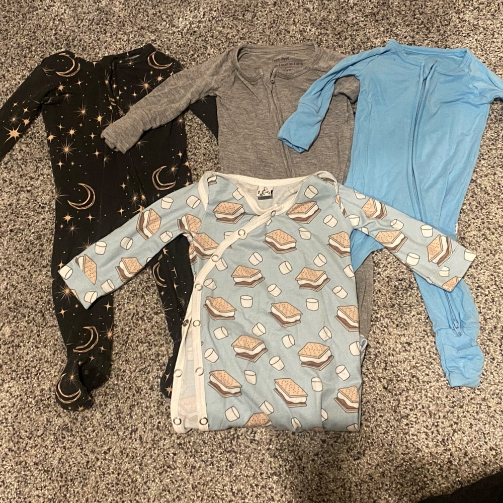 Set of Four Baby Bamboo Newborn Onesies